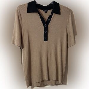 Ann Taylor Tan Polo with Black Collar